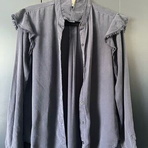 Cloth & Stone Charcoal Frayed Button Down Shirt